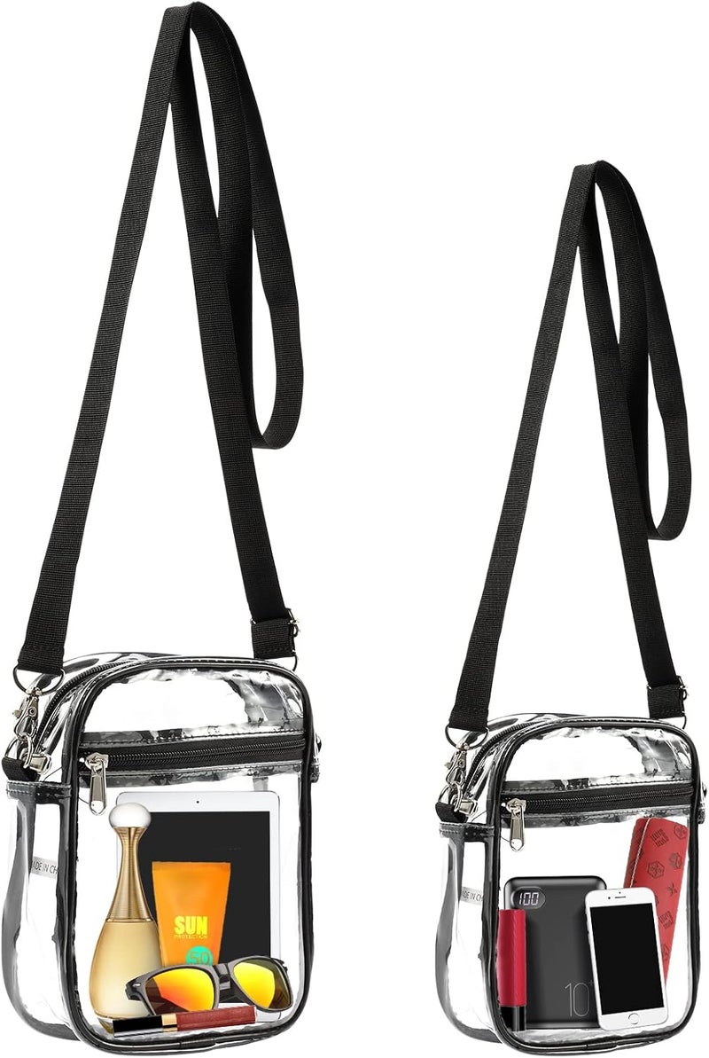 Fpxnb 2 Packs Clear Crossbody Bag Stadium Approved, Clear Crossbody Purse with Front Pocket and Adjustable Strap for Concerts - Image 1